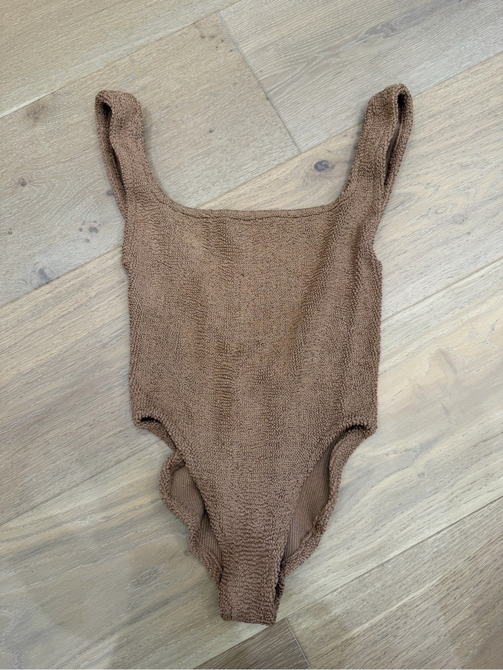 Hunza G Brown Textured One-Piece Swimsuit